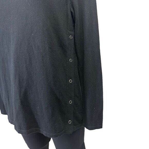 J. Jill Black Round Neck Longsleeve Pullover Top Side button sz S Petite - Picture 4 of 9